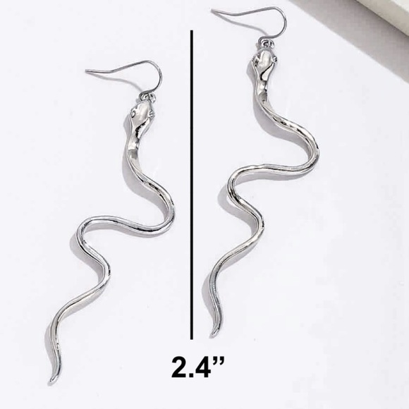 Any 2/$20! Silver Slithering Serpent Drop Earrings - Picture 4 of 6